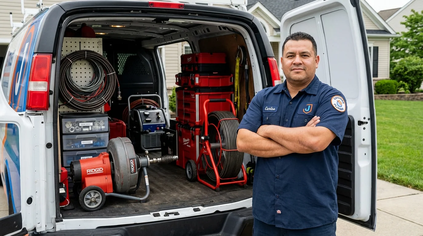 Professional drain cleaning equipment and Johns Plumbing LLC plumber in Burnet