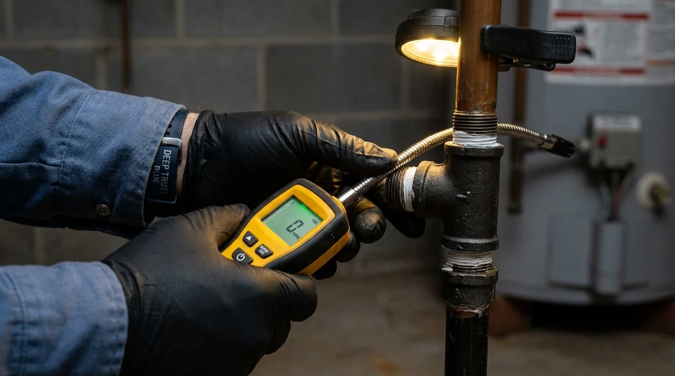 Gas leak detection with electronic sniffer by Johns Plumbing LLC in Burnet